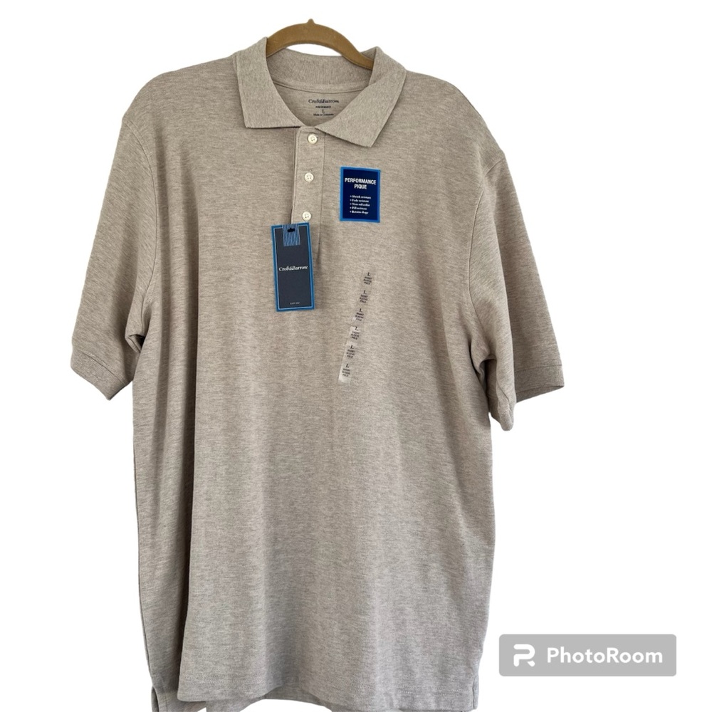 Croft & Barrow Men’s Large Shortsleeve Oatmeal Polo, NWT 100% Cotton